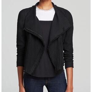 VINCE Tweed Frayed Edge Scuba Jacket Asymmetrical Zip | Medium